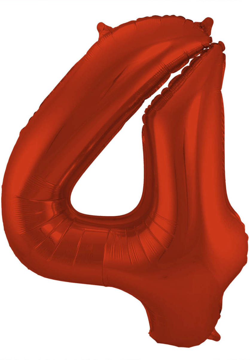 Folat Folieballon Cijfer 4 Metallic Mat 86 Cm Rood