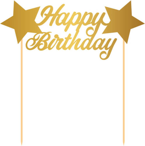Folat Taarttopper ""Happy Birthday"" 17 X 17 Cm Karton Goud