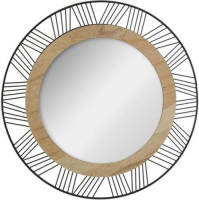 Cstore Ronde Spiegel Van Metaal En Hout - Ø 45 X Dikte 1,5 Cm - Zwart