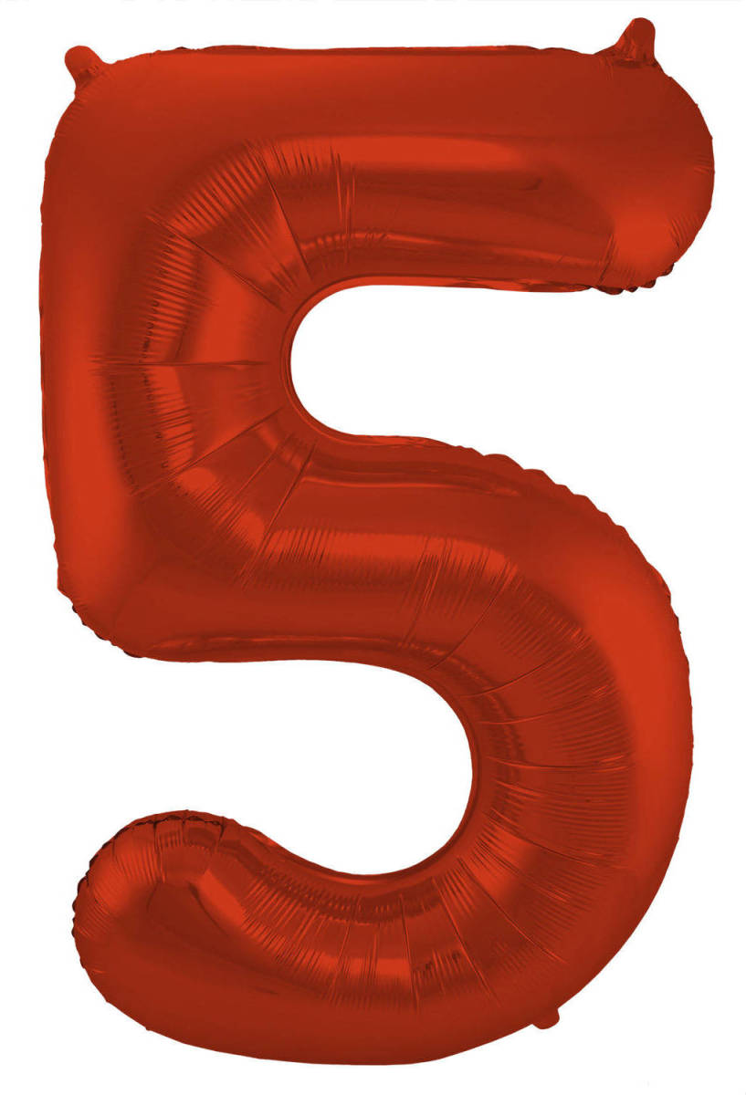 Folat Folieballon Cijfer 5 Metallic Mat 86 Cm Rood