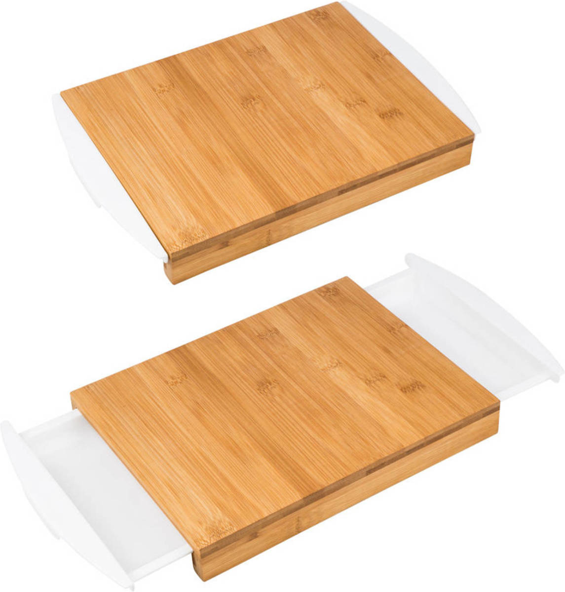 Decopatent ® Bamboe Snijplank Met 2 Uitschuifbare Opvang Bakken