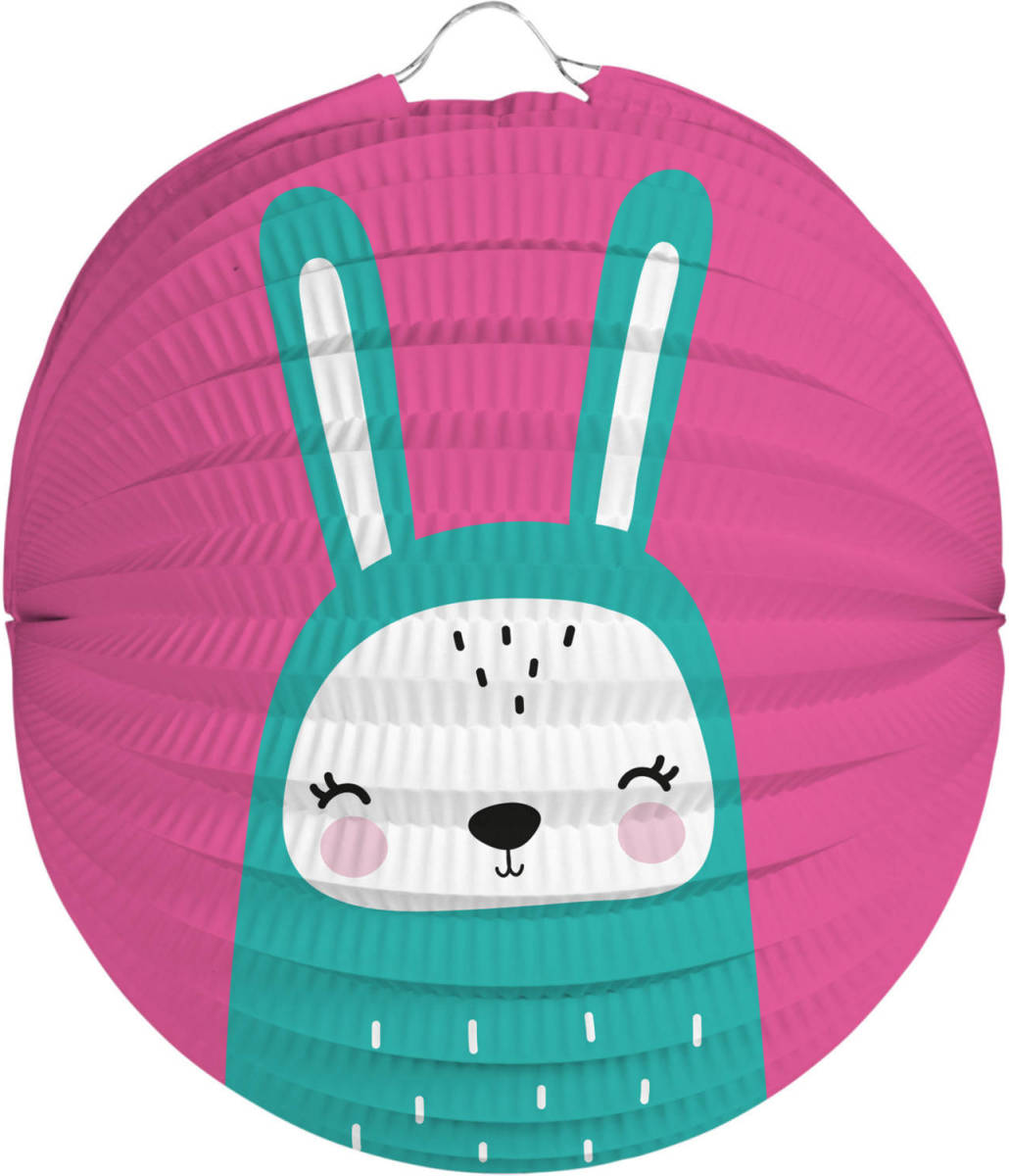 Folat Lampion Konijn Junior 22 Cm Papier Roze/groen