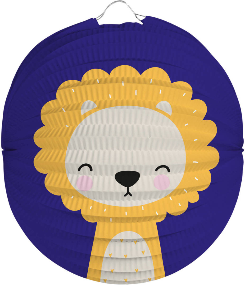 Folat Lampion Leeuw Junior 22 Cm Papier Donkerblauw/geel