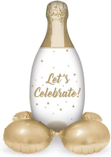 Aretha Folieballon Met Standaard Champagnefles Celebrate - 86 Cm