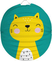 Folat Lampion Kat Junior 22 Cm Papier Groen/geel