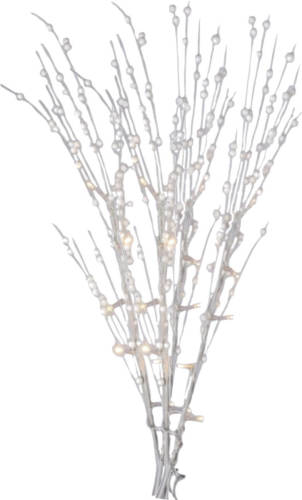 Shoppartners Glitter Tak Wit 76 Cm Decoratie Kunstbloemen/kunsttakken Met Warm Witte Led Lichtjes - Kunstbloemen