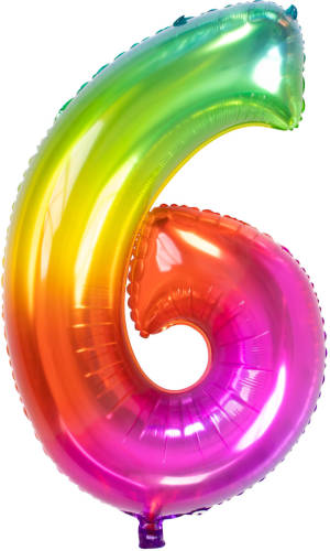 Aretha Folieballon Yummy Gummy Rainbow Cijfer 6 - 81 Cm