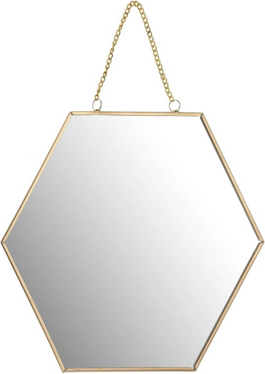 Orange85 Spiegel Honingraad - Goud - Met Ketting - Wandspiegel - Decoratieve - Accessoires
