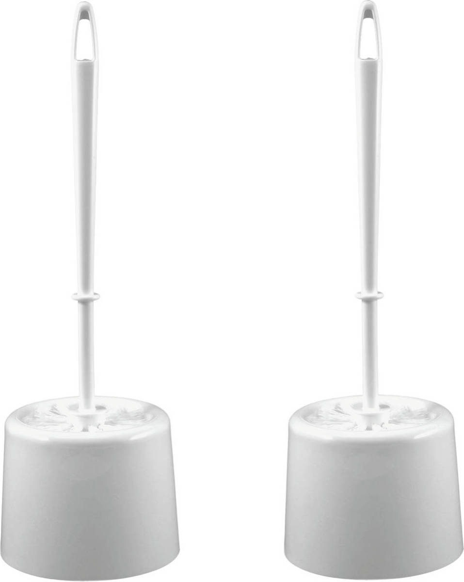 Shoppartners 2x Witte Toiletborstels Met Houder 39 X 9 Cm Rond - Toiletborstels