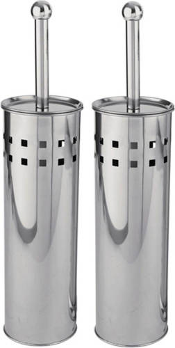 Discountershop 2 Stuks Toiletborstel Rvs - Wcborstel Rvs - Rvs Toiletborstel In Houder - Toiletborstelhouder - Toiletborstel