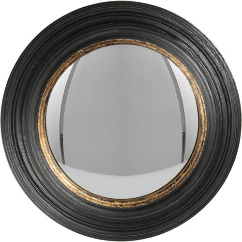 Clayre & Eef Wandspiegel Ø 38 Cm Zwart Hout Rond Grote Spiegel Muur Spiegel Wand Spiegel Zwart Grote Spiegel Muur