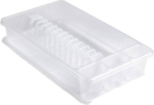 Forte Plastics Afwas Afdruiprek Transparant Met Lekbak 45 X 26 X 9 Cm - Afdruiprekken