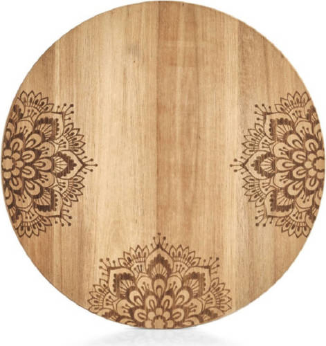Shoppartners 1x Ronde Snij/serveerplanken Met Mandala Print 27 Cm - Snijplanken
