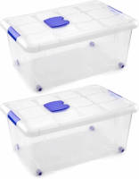 Forte Plastics 2x Opbergbakken/organizers Met Deksel 36 Liter 59 Cm Transparant - Opbergbox