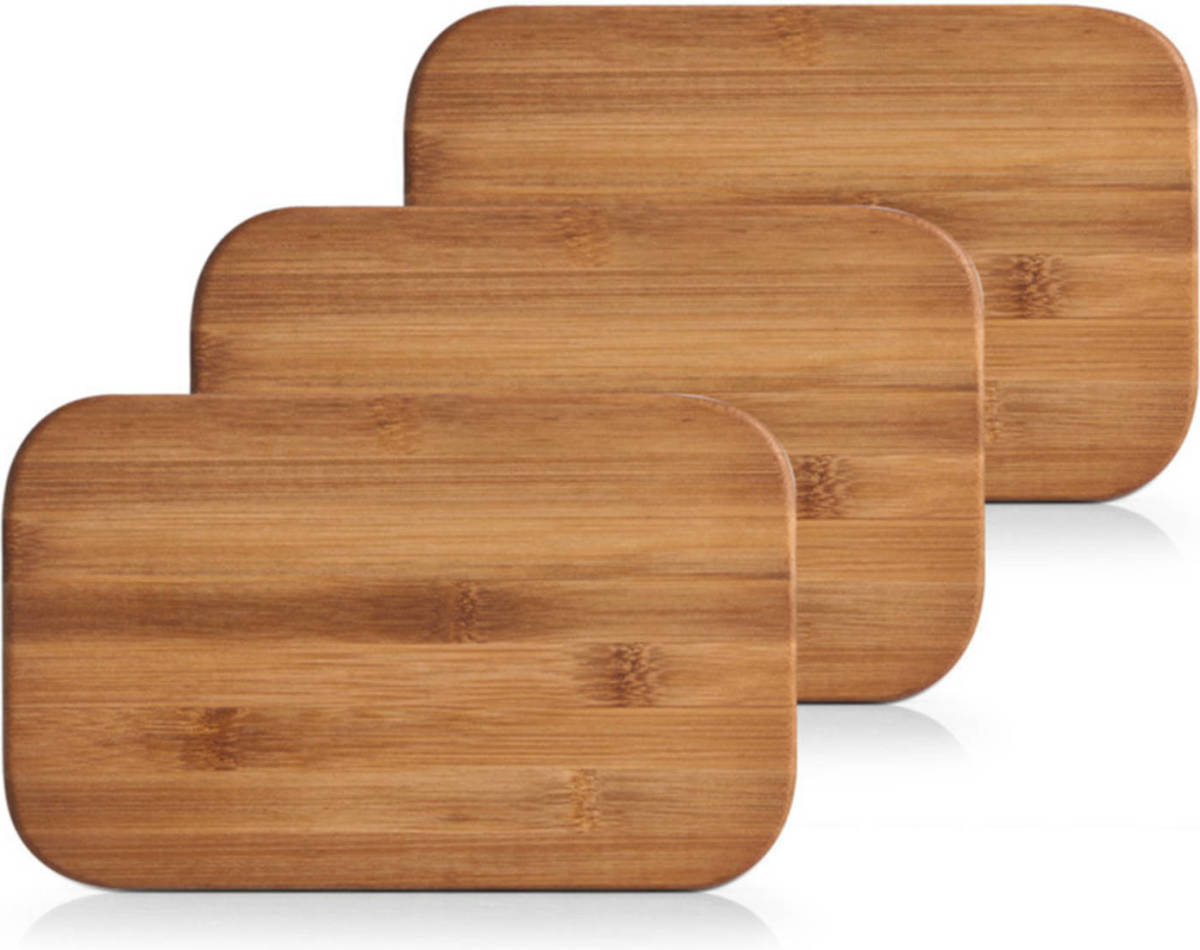 Shoppartners 3x Rechthoekige Bamboe Houten Snij/serveerplanken 22 Cm - Snijplanken