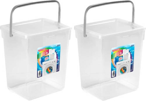 Forte Plastics 2x Stuks Opslagboxen/emmers Kunststof Met Deksel Transparant 5 Liter 20 X 17 X 23 Cm - Opbergbox