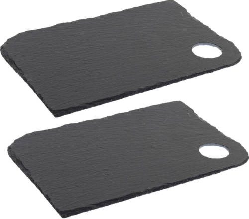 Shoppartners 2x Stuks Leisteen Snijplanken 28 X 18 Cm Zwart - Snijplanken