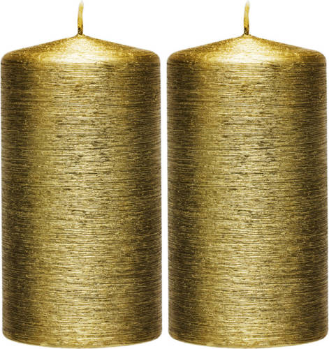 Shoppartners 2x Kaarsen Creme Goud 7 X 13 Cm 25 Branduren Sfeerkaarsen - Stompkaarsen