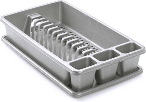 Forte Plastics Afwas Afdruiprek Zilvergrijs Met Lekbak 45 X 26 X 9 Cm - Afdruiprekken