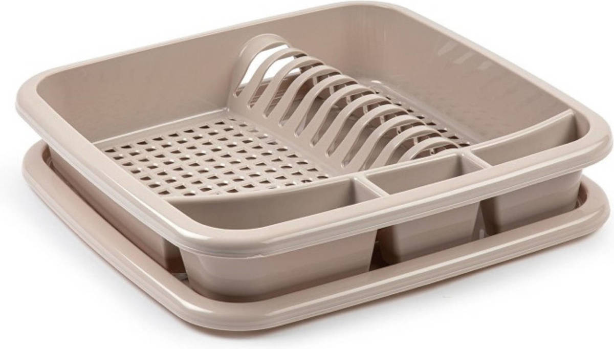 Forte Plastics Taupe Afdruiprek Met Lekbak 39 X 39 Cm - Afdruiprekken