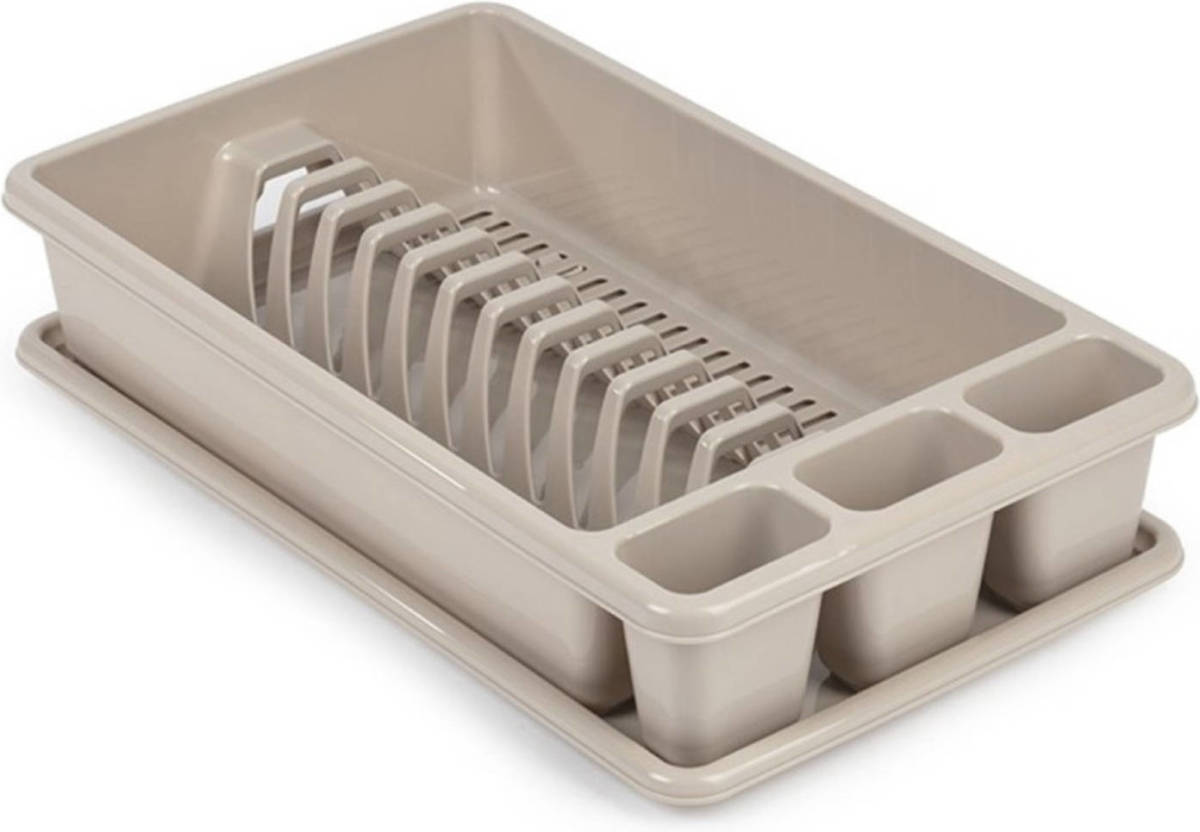 Forte Plastics Afwas Afdruiprek Taupe Met Lekbak 45 X 26 X 9 Cm - Afdruiprekken