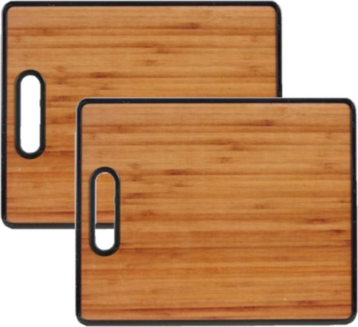 Shoppartners 2x Stuks Bamboe Houten Snijplanken/serveerplanken Met Handvat 38 Cm - Snijplanken