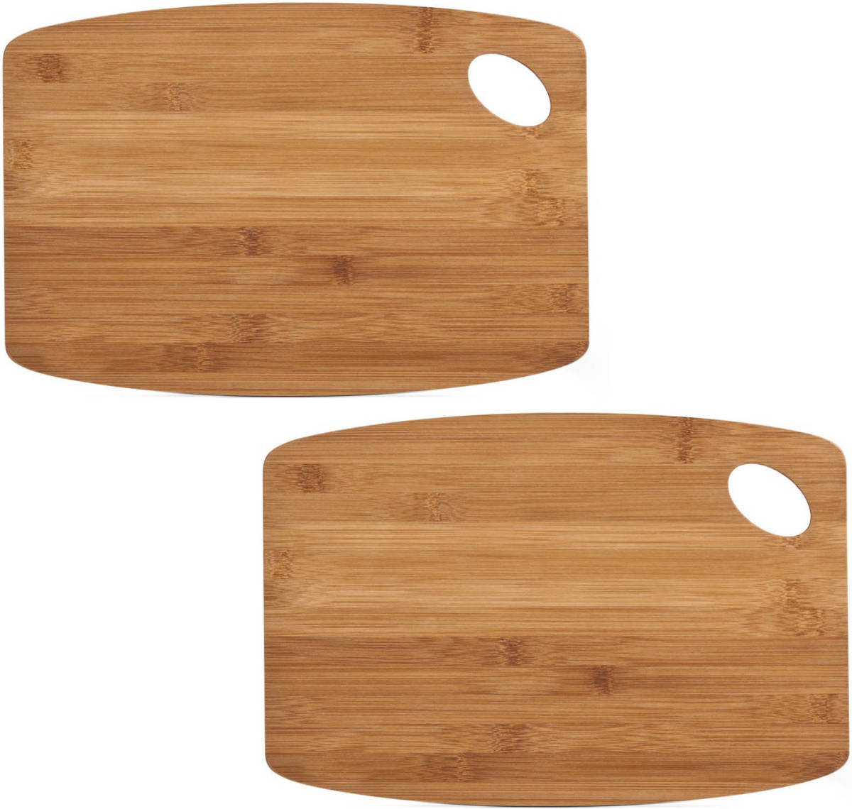 Shoppartners 2x Rechthoekige Bamboe Houten Snij/serveerplanken Met Ophangoog 34 Cm - Snijplanken