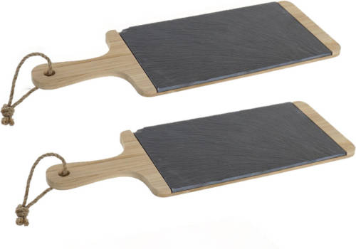 Shoppartners 2x Stuks Luxe Houten Snijplanken 42 X 15 Cm Zwart - Snijplanken
