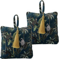Shoppartners 2x Stuks Fluwelen Deurstoppers 18 Cm Apen/gibbons Print - Deur Vastzetter - Deurstop