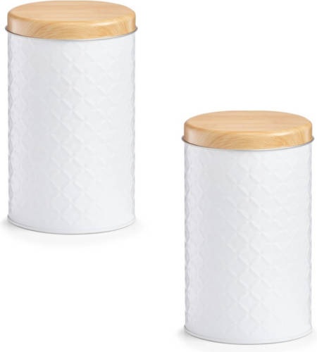 Shoppartners 2x Witte Vershoudblikken 10,5 X 18 Cm 2 Liter - Voorraadblikken