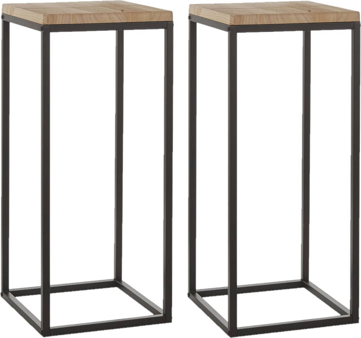 Mica Decorations Set Van 2x Stuks Bijzettafels Oskar Vierkant Hout/metaal Zwart 35 X 81 Cm - Bijzettafels