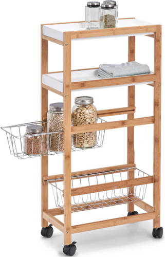 Shoppartners Badkamer Trolley/kastje Smal/klein Met Uitschuifbare Mandjes 40 X 83 Cm - Opberg Trolley