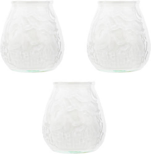 Cosy and Trendy 3x Witte Tafelkaarsen In Glazen Houders 10 Cm Brandduur 40 Uur - Waxinelichtjes