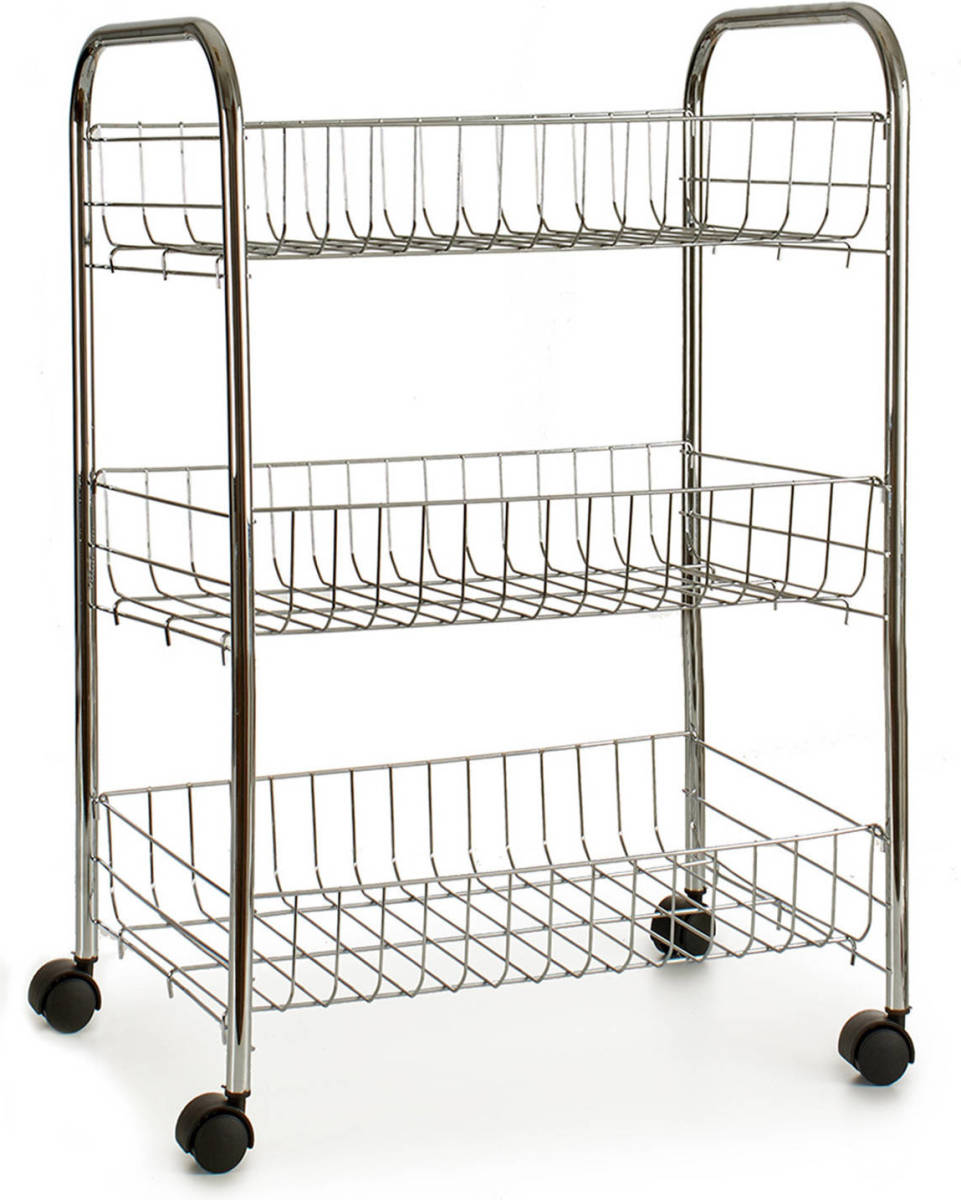 Shoppartners Keukentrolley/roltafel/organizer Met 3 Lagen/manden Van Metaal 40 X 26 X 63 Cm - Opberg Trolley