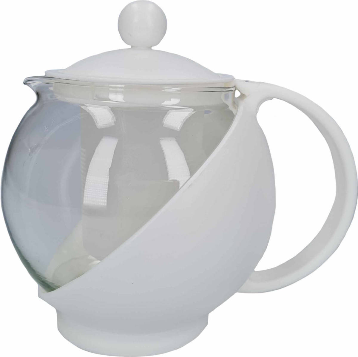 Shoppartners Glazen Theepot Met Thee Filter/infuser 0,75 Liter Wit - Theepotten