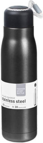 Shoppartners Rvs Thermosfles / Isoleerfles Voor Onderweg 550 Ml Zwart - Thermosflessen