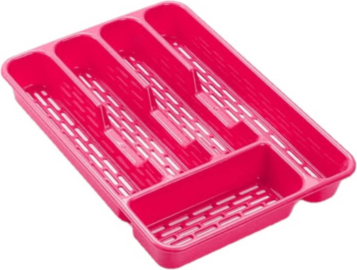 Forte Plastics Bestekbak/bestekhouders 5-vaks Roze L33 X B24 X H4 Cm - Bestekbakken