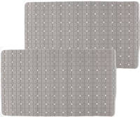 Shoppartners 2x Stuks Badmatten/douchematten Anti-slip Grijs Vierkant Patroon 69 X 39 Cm - Badmatjes