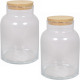 Shoppartners 2x Glazen Terrarium Vazen 11 Liter Met Kurk Deksel 21 X 31 Cm - Voorraadpot