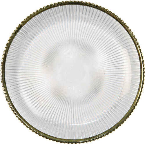 Clayre & Eef Servies Ontbijtbord Ø 20*2 Cm Transparant Glas Rond Eetbord Transparant Eetbord