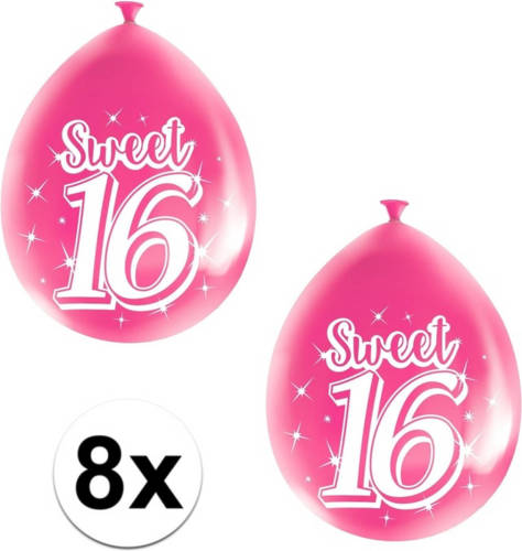 Folat 8x Roze Sweet 16 Verjaardag Ballonnen - Ballonnen