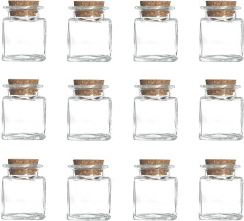 Cosy and Trendy Set Van 24x Stuks Voorraadpotjes/bewaarpotjes 50 Ml Glas Met Kurken Stop - Voorraadpot