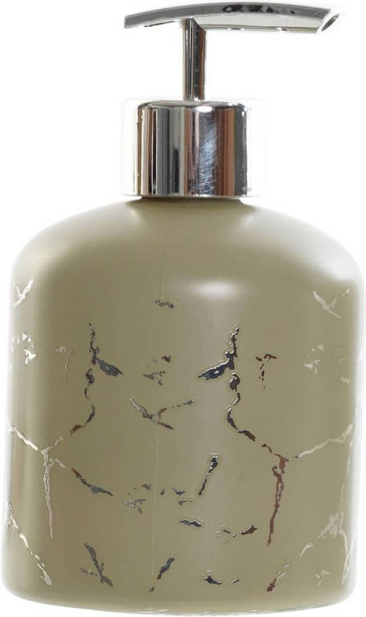 Shoppartners Zeeppompje/zeepdispenser Kaki Groen Van Glas 350 Ml - Zeeppompjes