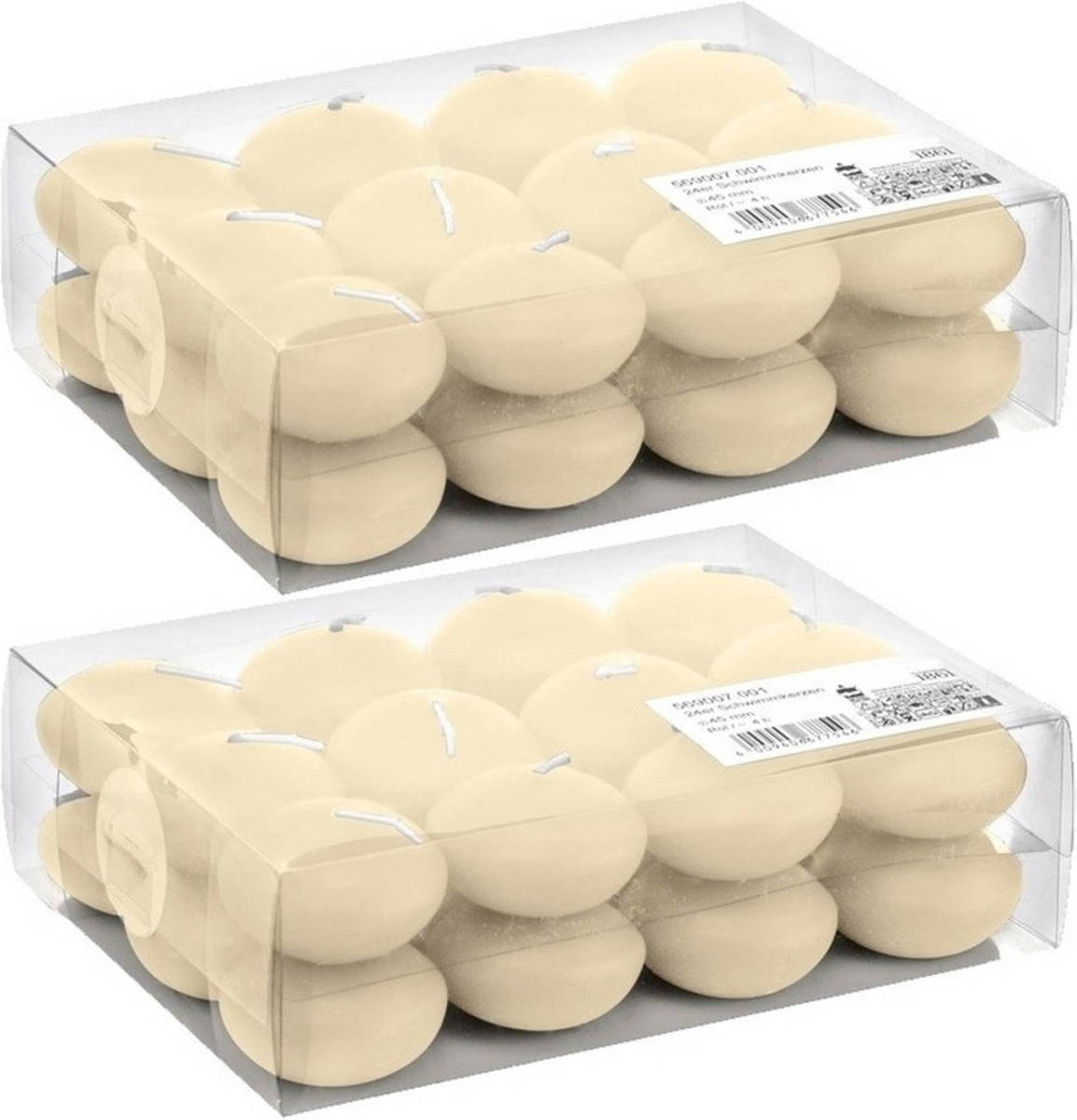 Shoppartners 24x Bruiloft/huwelijk Drijvende Kaarsen Creme Wit 4,6 Cm 4,5 Branduren Feestartikelen - Kaarsen