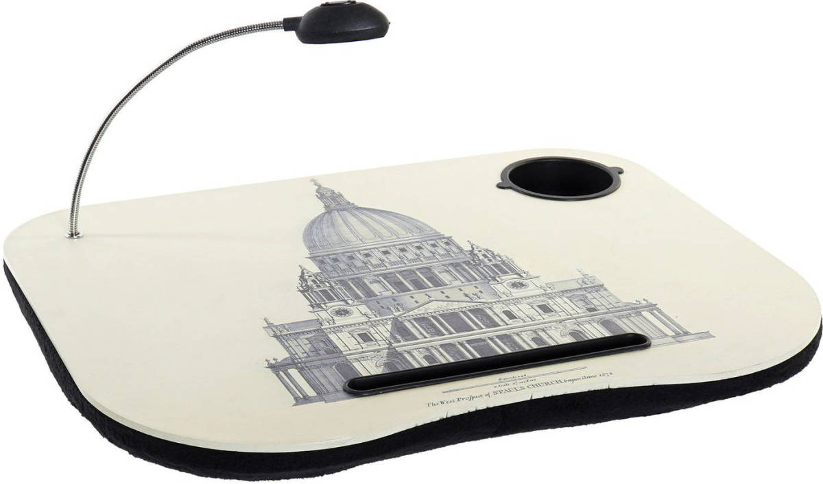 Shoppartners Schootkussen/laptray Paleis Print Met Led Lamp En Bekerhouder L48 X B38 Cm - Dienbladen
