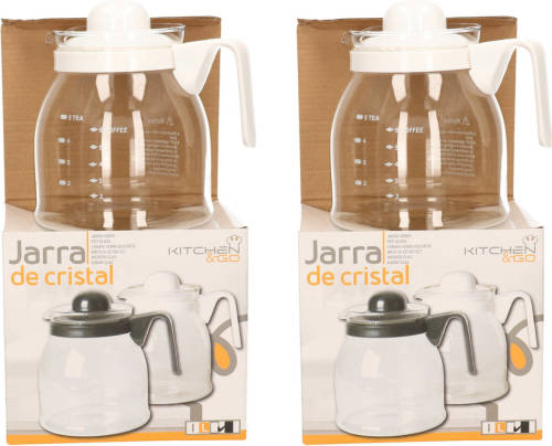 Shoppartners 2x Stuks Thee/koffie Pot Met Witte Deksel En Handvat 1 Liter - Theepotten