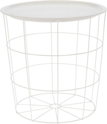 Bijzettafel Rond Metaal Wit D40 X H40 Cm - Bijzettafels