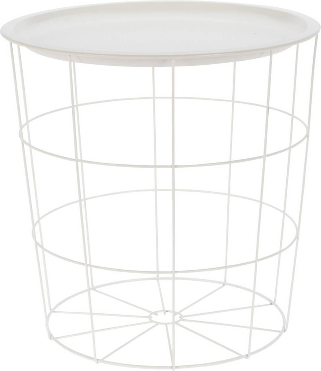 Bijzettafel Rond Metaal Wit D40 X H40 Cm - Bijzettafels