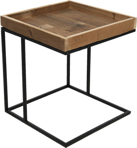 Clayre & Eef Bijzettafel 64716 40*40*45 Cm - Zwart Ijzer, Hout Zwart Side Table Tafeltje
