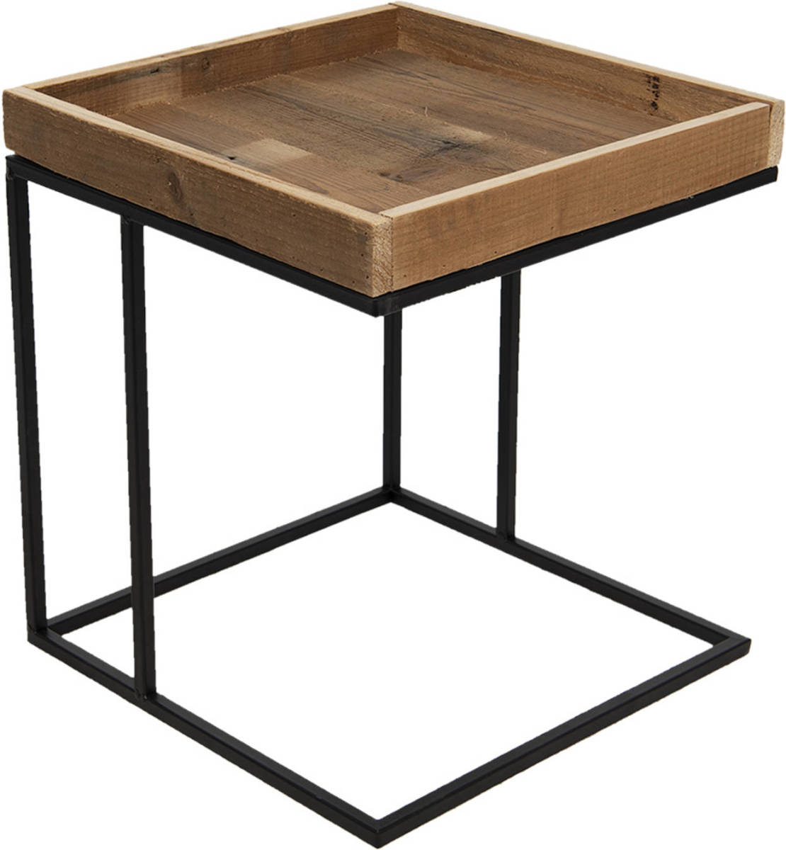 Clayre & Eef Bijzettafel 64716 40*40*45 Cm - Zwart Ijzer, Hout Zwart Side Table Tafeltje